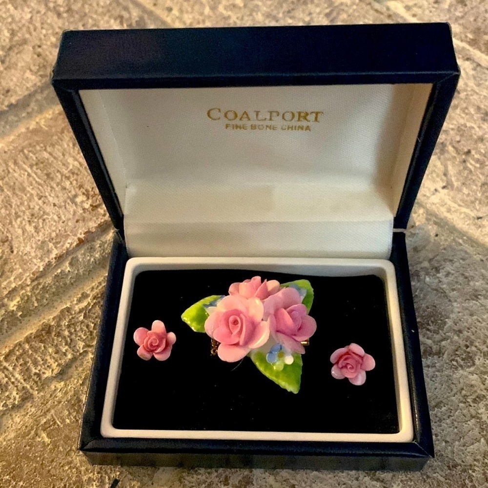 Coalport Fine Bone China Earrings and Brooch​​​​​​